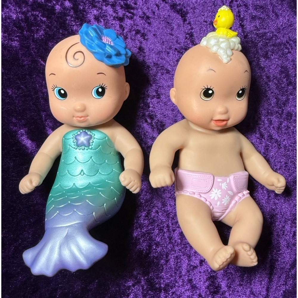 Wee Waterbabies Lot Mermaid Blue Flower Bubble Bath Duck Just Play Lauer Toys